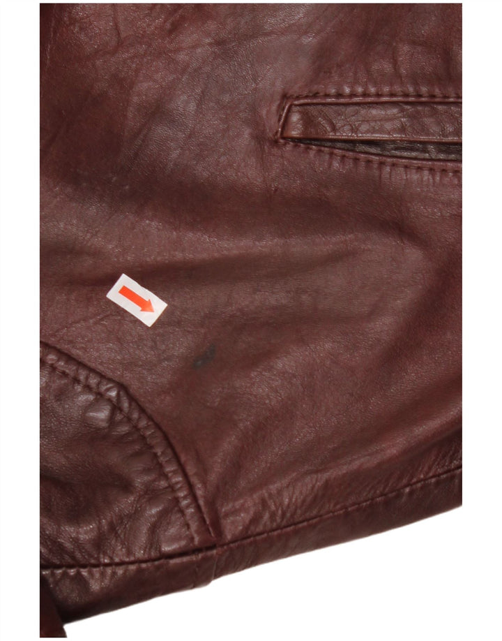 C&A Herre Læderjakke UK 38 Medium Burgundy Læder