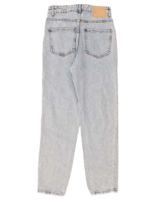 Zara Dame Acid Wash Jeans med høj talje EU 36 XS W26 L28 Blå Bomuld