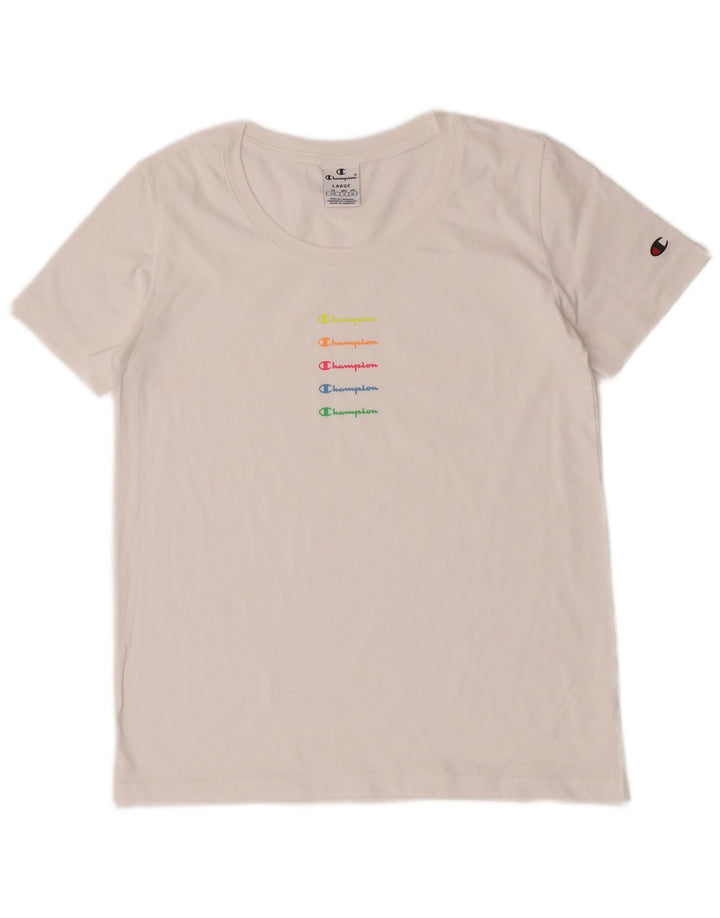 Champion Dame Grafisk T-Shirt Top UK 16 Large White