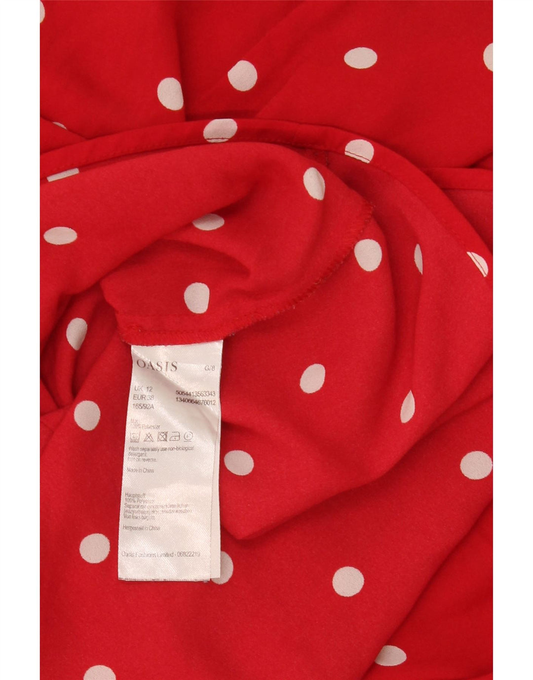 Oasis Womens Crop Off Shoulder Bluse Top UK 12 Medium Red Polka Dot