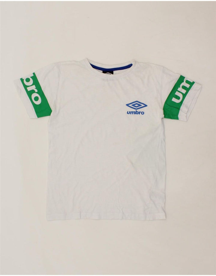 UMBRO Boys Graphic T-Shirt Top 11-12 Years Large White Polyester Vintage Umbro and Second-Hand Umbro from Messina Hembry 
