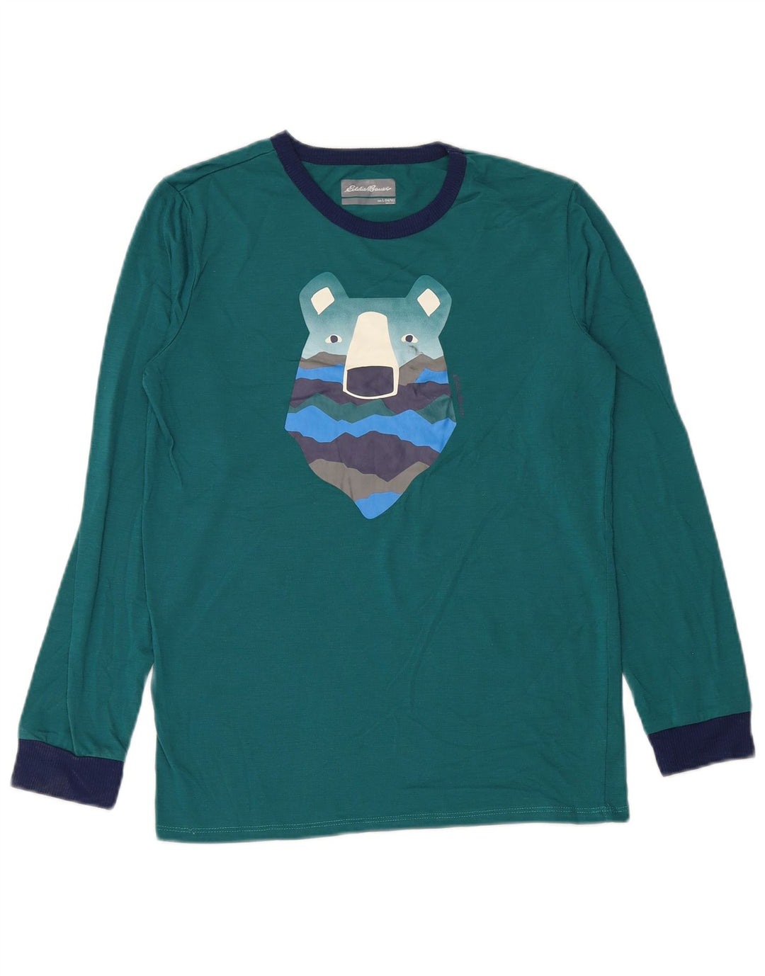 EDDIE BAUER Drenge Grafisk Top Langærmet 13-14 År Stor Grøn