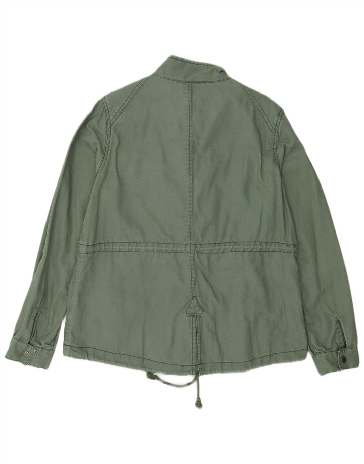 MONSOON Womens Utility Jacket UK 16 Large Green Ramie