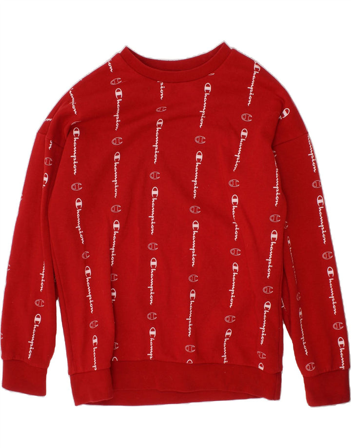 CHAMPION Boys Graphic Sweatshirt Jumper 11-12 Years Large Red Cotton Vintage Champion and Second-Hand Champion from Messina Hembry 