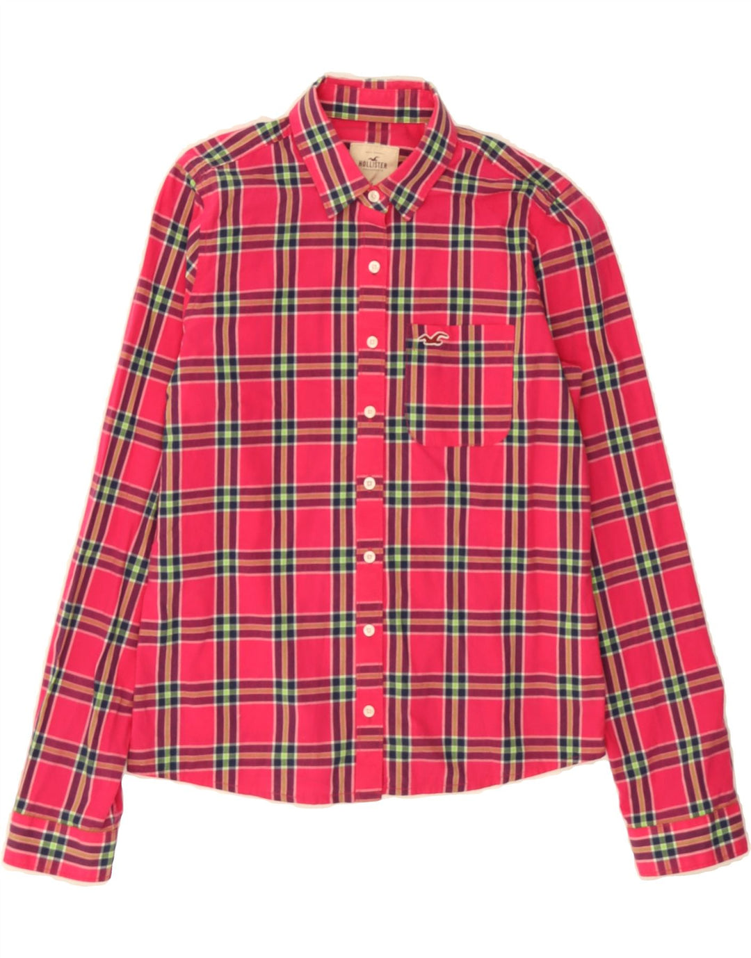 HOLLISTER Womens Shirt UK 14 Medium Pink Check Cotton Vintage Hollister and Second-Hand Hollister from Messina Hembry 