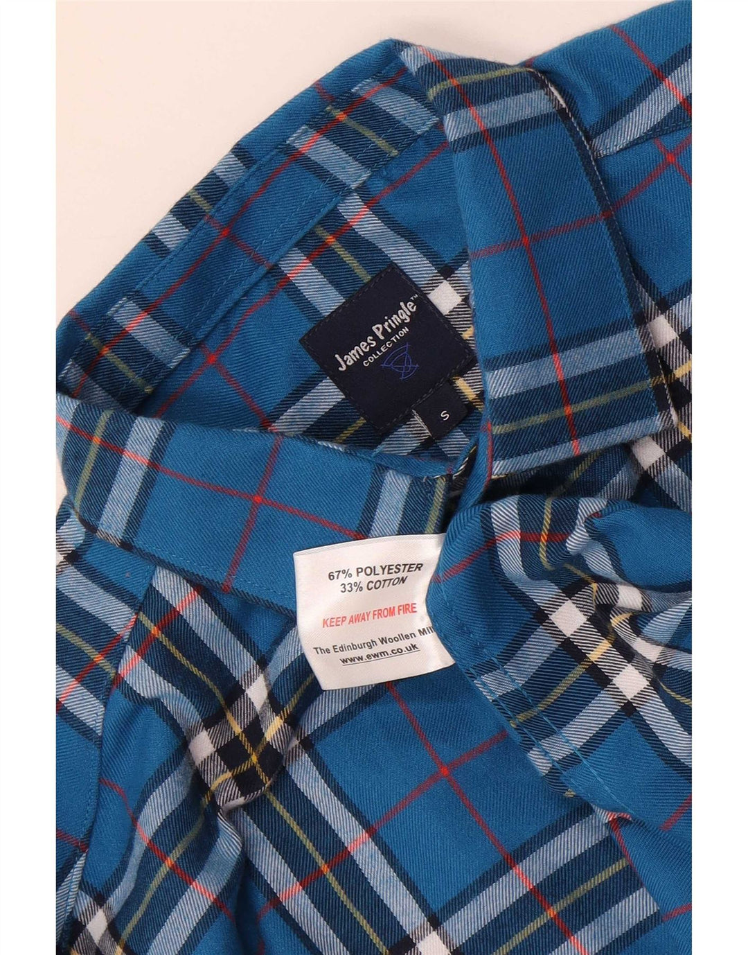 James Pringle herre flannel skjorte lille blå ternet polyester