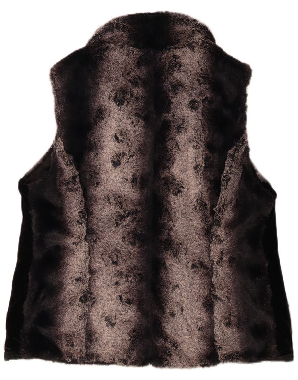 Gerry Weber Dame imiteret Pels Gilet UK 16 Large Gråstribet