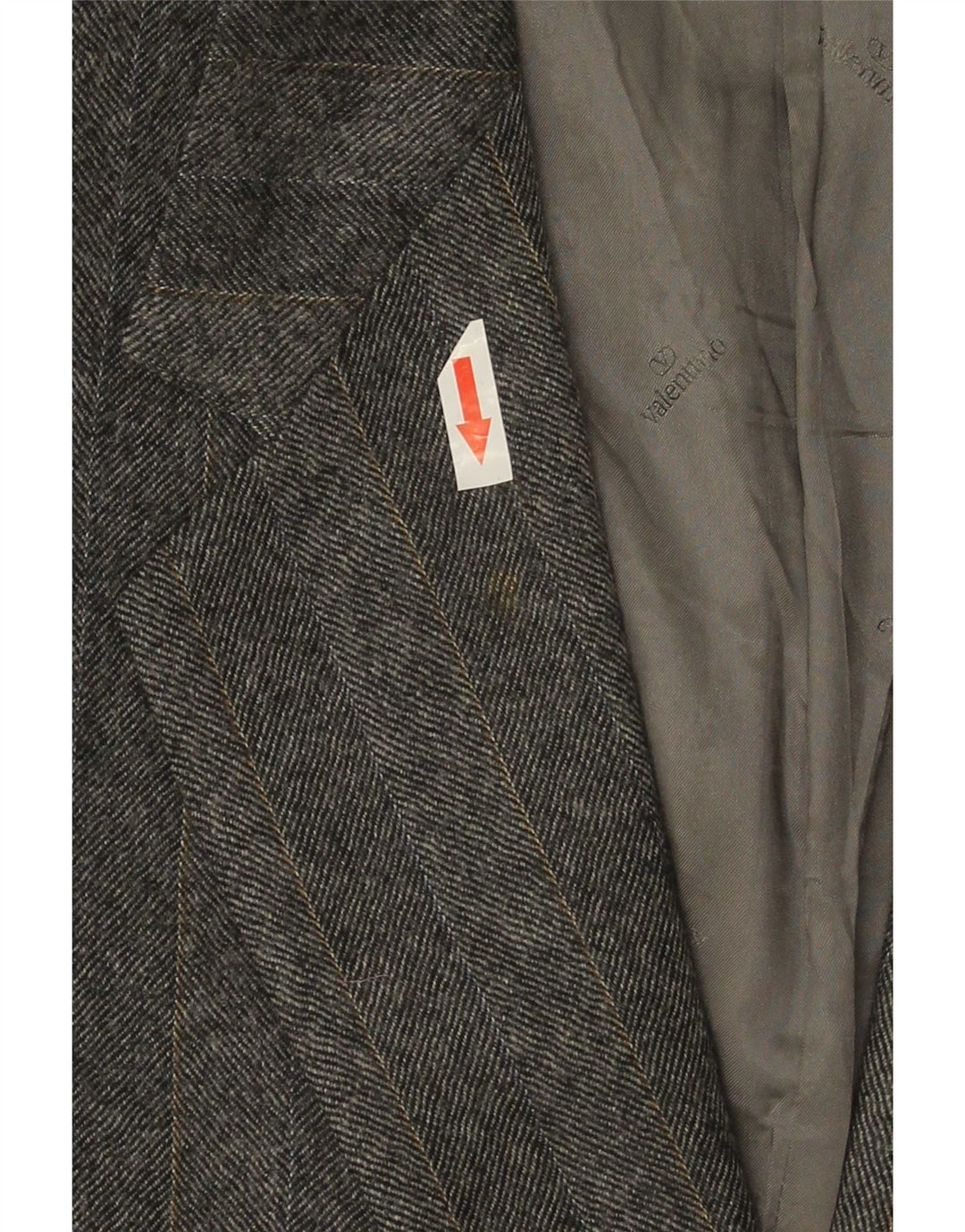 Valentino Herre 2-knaps blazerjakke IT 48 Medium Grå Stribet Virgin Wool