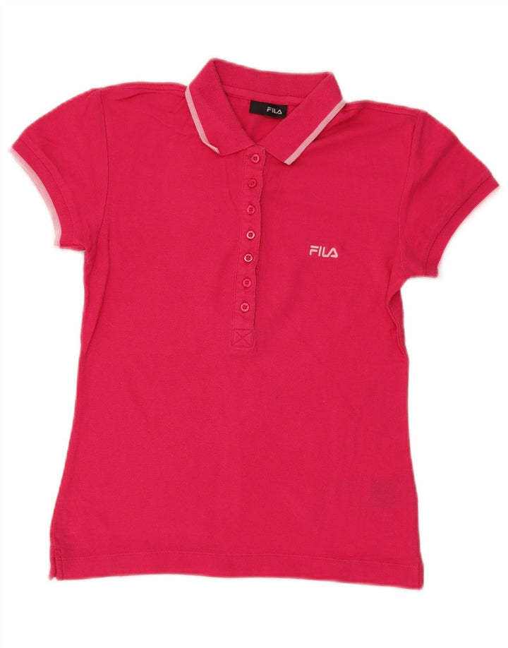 Fila Dame Polo Shirt UK 12 Medium Pink Bomuld