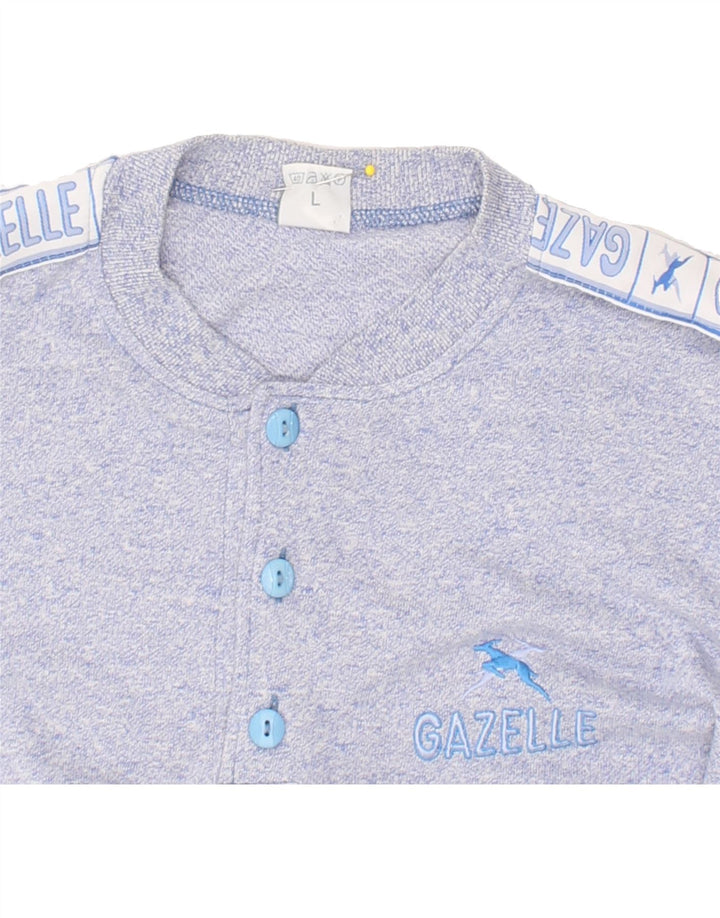 GAZELLE Mens Graphic T-Shirt Top Large Blue Vintage Gazelle and Second-Hand Gazelle from Messina Hembry 