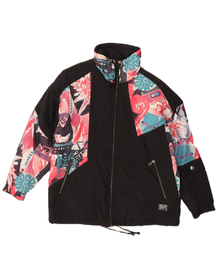 MAIER Dame Oversized Windbreaker Jacket UK 14 Large Black Floral