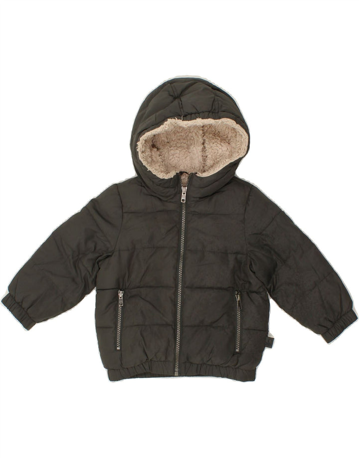 BENETTON Baby Boys Hooded Padded Jacket 9-12 Months Black Polyester Vintage Benetton and Second-Hand Benetton from Messina Hembry 