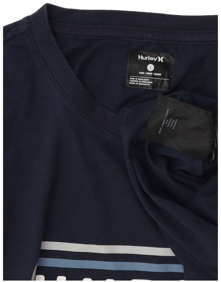 Hurley Herre grafisk T-shirt Top Stor marineblå bomuld
