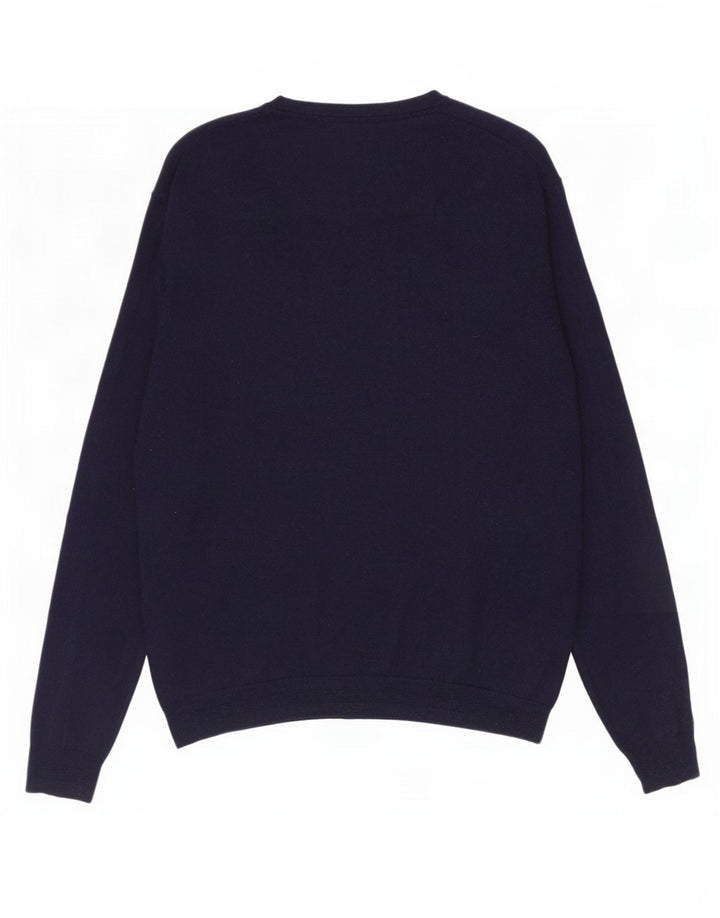 Ted Baker Herre Crew Neck Jumper Sweater Størrelse 4 Large Navy Blue Wool
