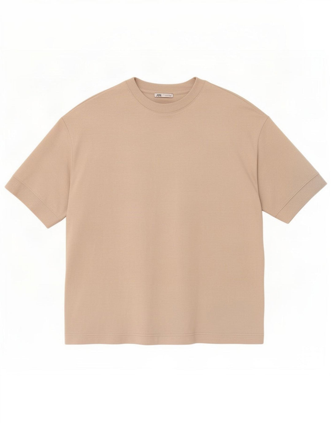 Zara Herre T-shirt Top Medium Beige Bomuld