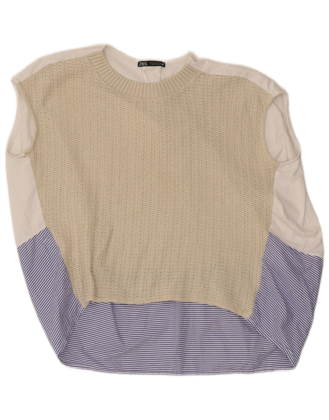 Zara Dame ærmeløs bluse Top UK 10 Small Multicolor Colourblock