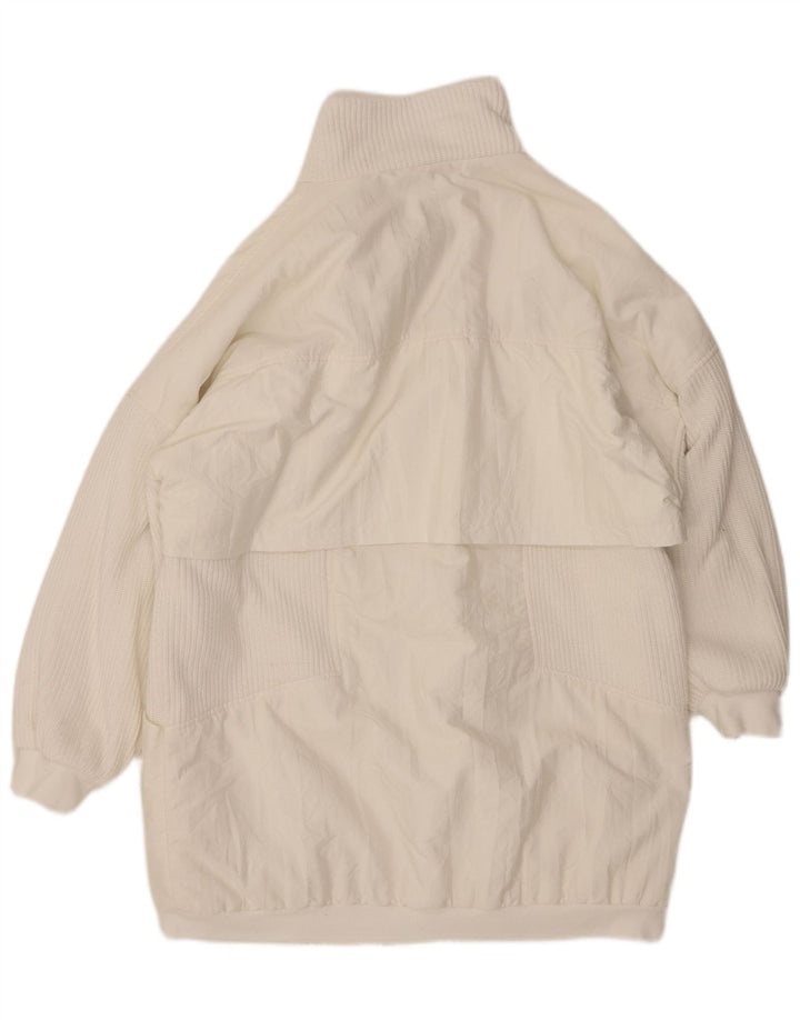 VINTAGE Dame Oversized Windbreaker Coat EU 38 Medium White Polyamide