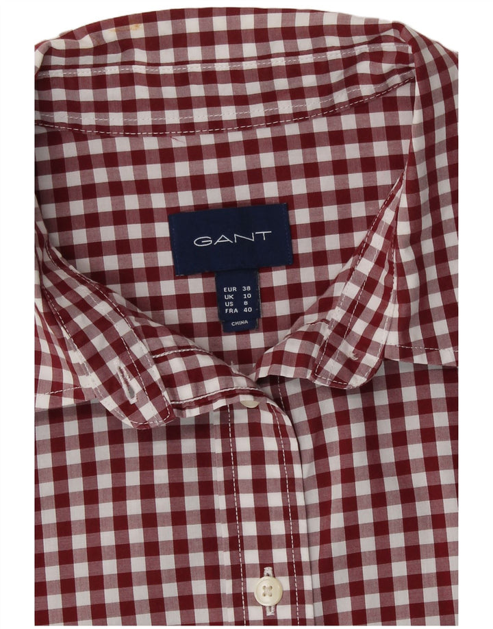 Gant Dameskjorte UK 10 Small Burgundy Gingham Cotton