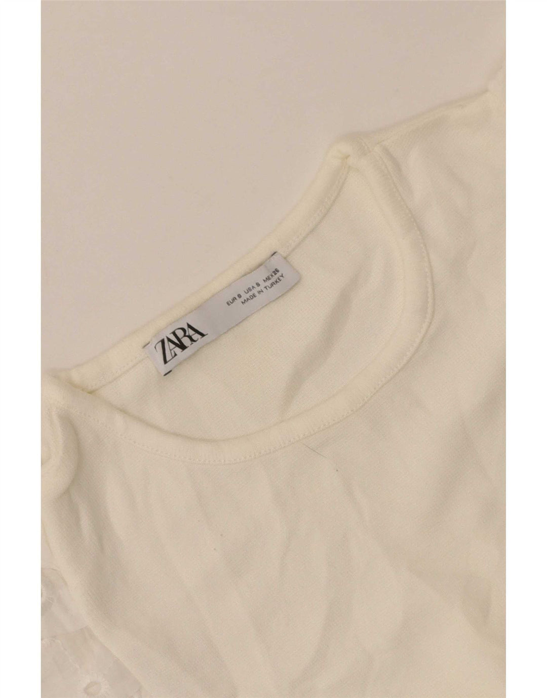 Zara Womens Crop Top Langærmet UK 8 Small White Floral