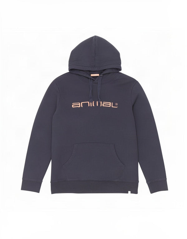 Animal Womens Graphic Oversized Hoodie Jumper UK 10 Small Navy Blue Cotton