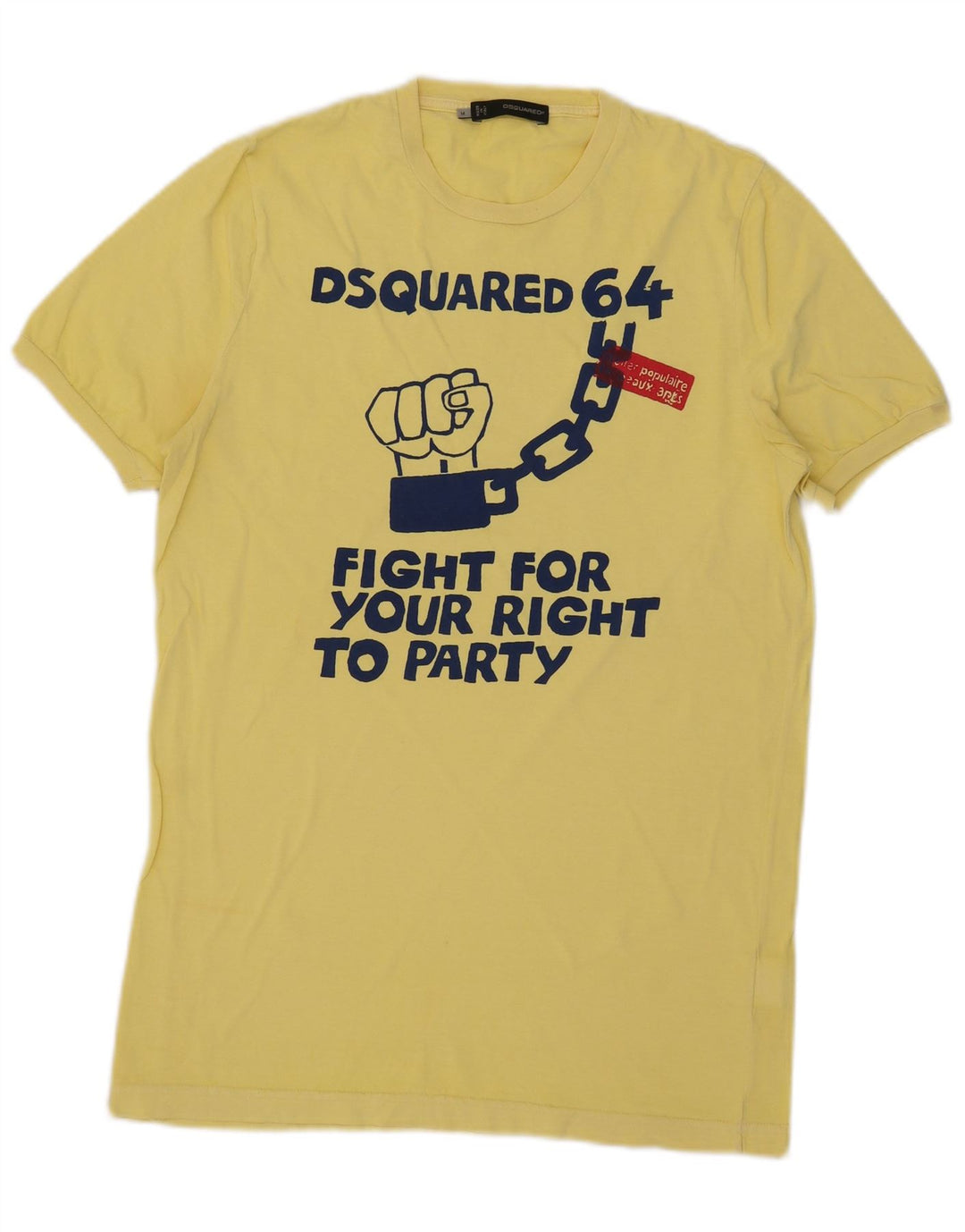 Dsquared2 Mens Graphic T-Shirt Top Medium Yellow Cotton