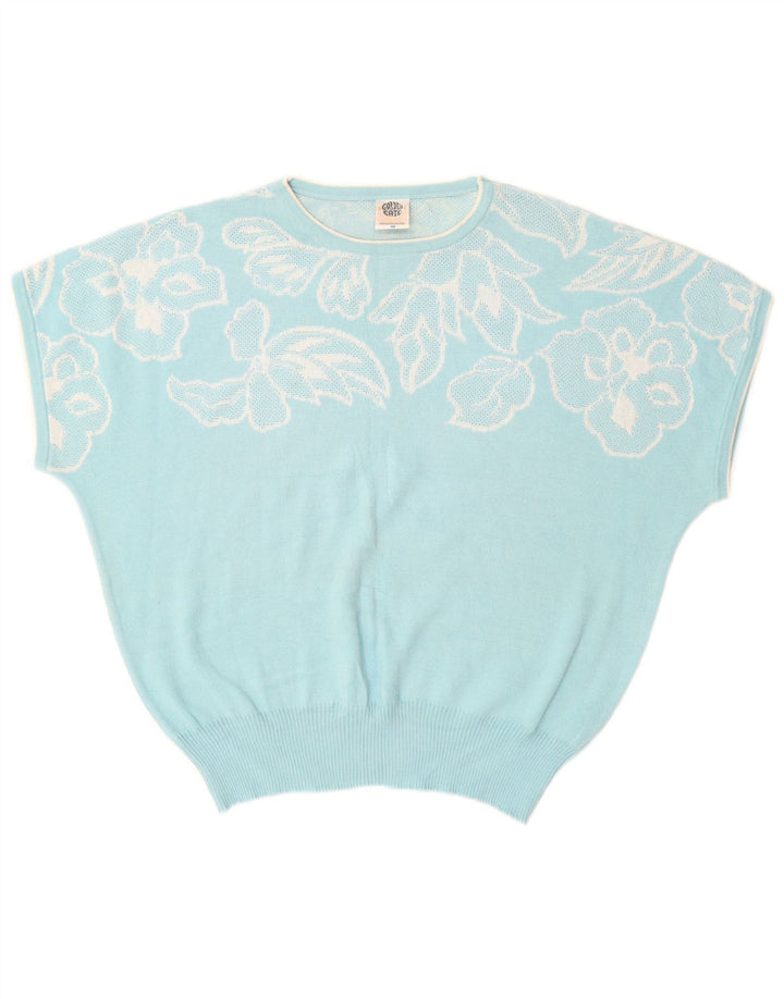 GOLDEN GATE Dame sweater med rund hals IT 48 XL Blå blomster