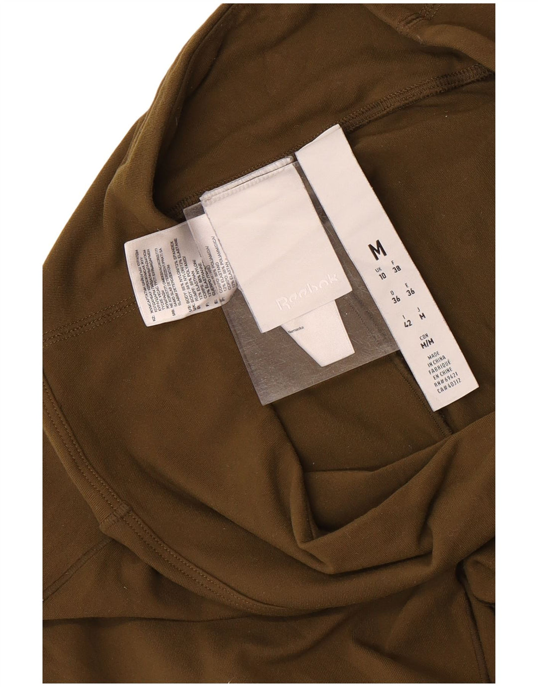 REEBOK Grafiske Leggings til kvinder UK 10 Small Khaki Nylon