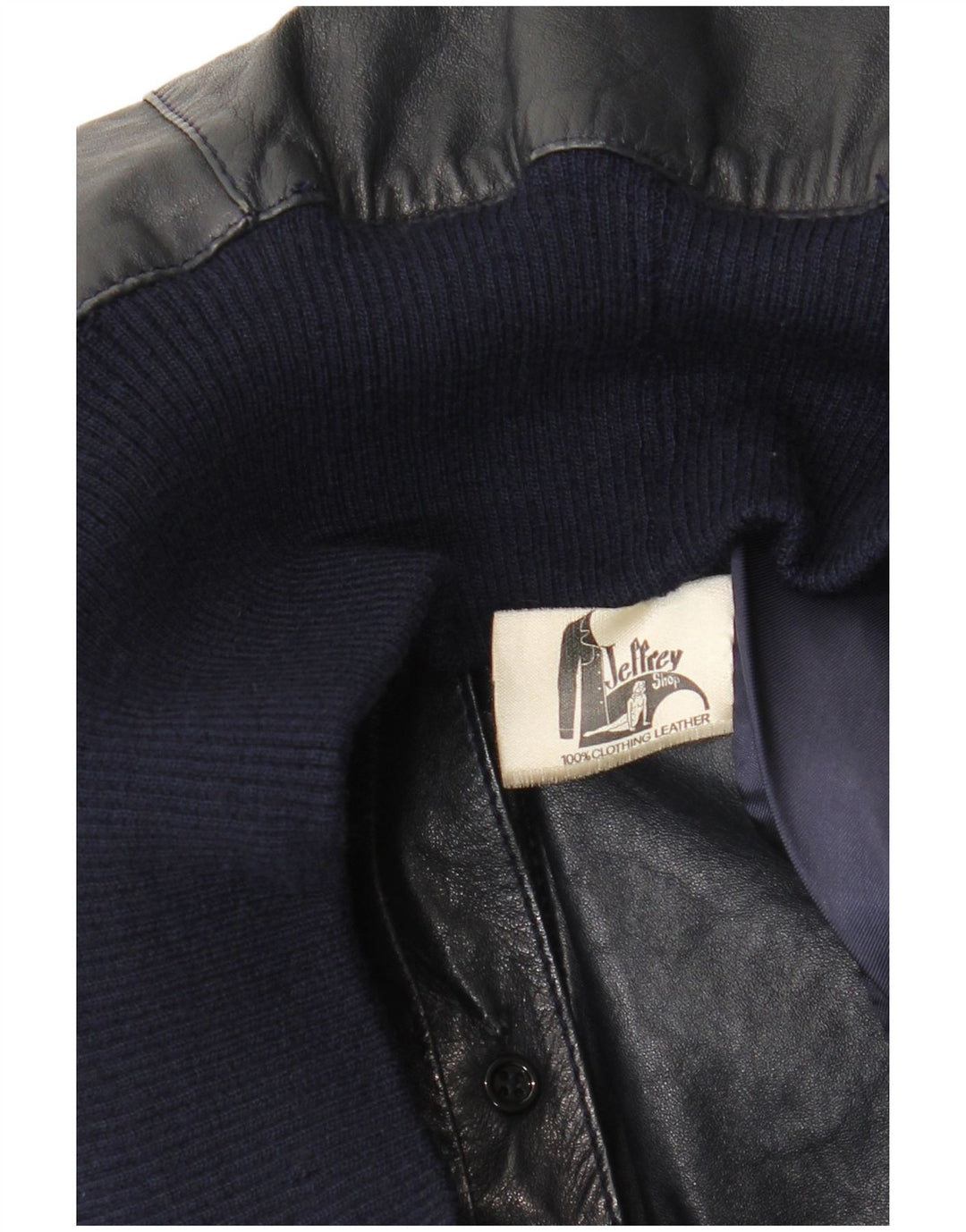 Vintage Kvinde Bomber Læderjakke UK 14 Medium Navy Blue Læder