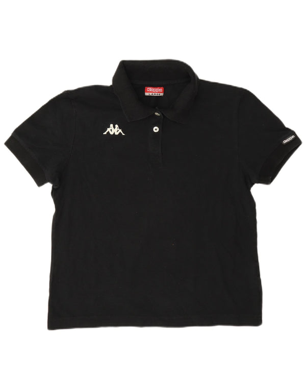 Kappa Dame Polo Shirt UK 16 Stor Sort Bomuld