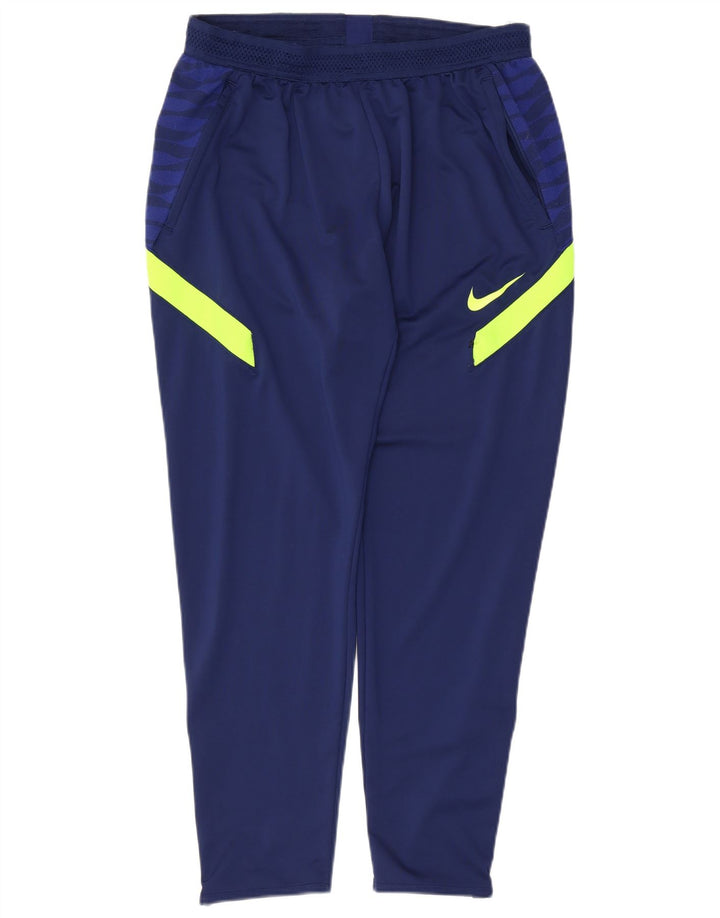 Nike Herre Dri Fit træningsdragt Bukser Large Navy Blue Colourblock Polyester