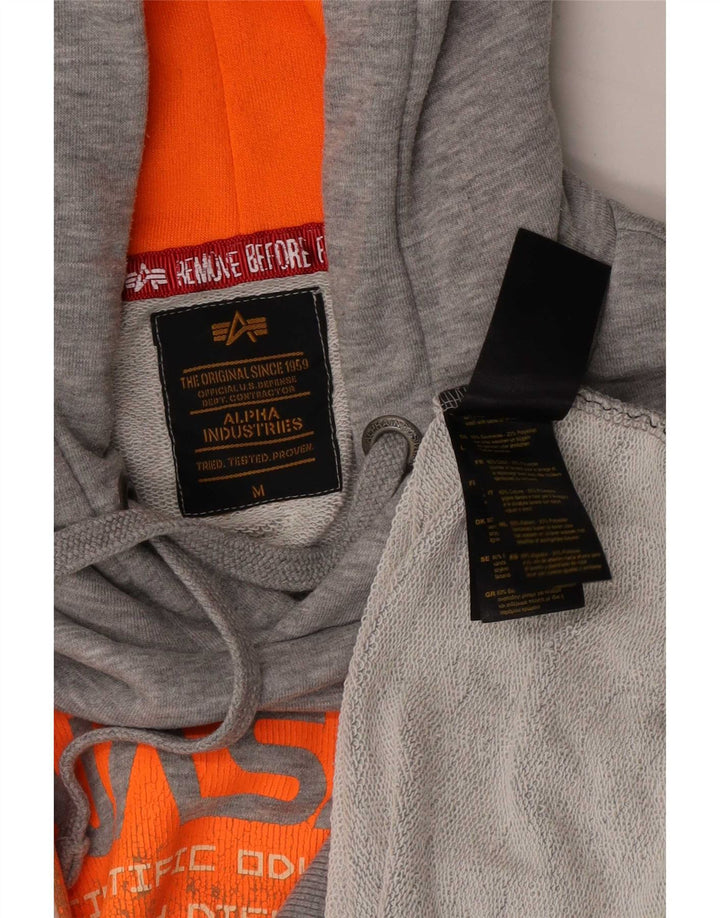 Alpha Industries Grafisk hættetrøje til mænd Medium Grå Flecked Bomuld