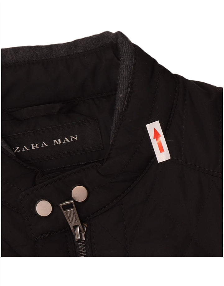 Zara Herre quiltet jakke UK 40 Stor sort polyester
