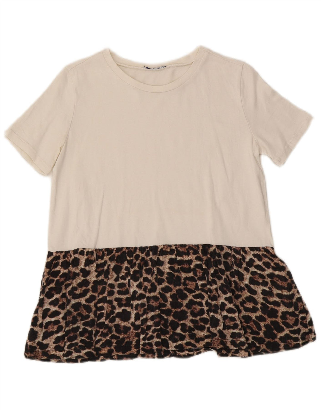 Zara Damebluse Top UK 12 Medium White Animal Print