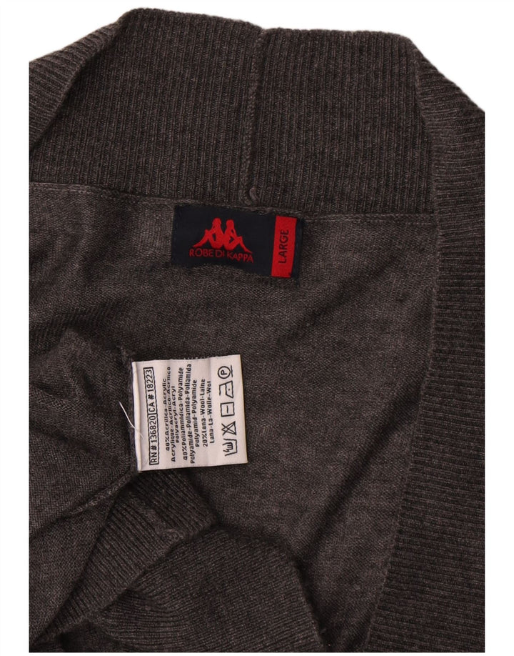 Kappa Dame V-hals sweater UK 16 Stor Grå Polyacryl