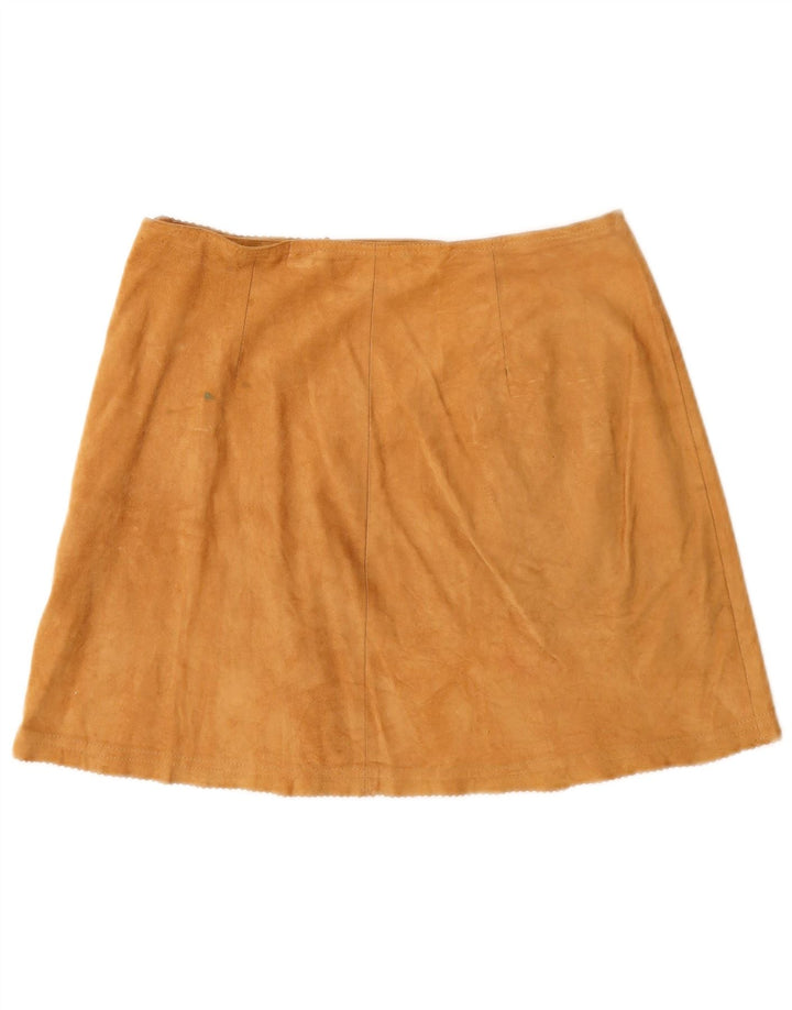 Stefanel Dame Ruskind Wrap Nederdel IT 44 Medium W28 Brunt Læder