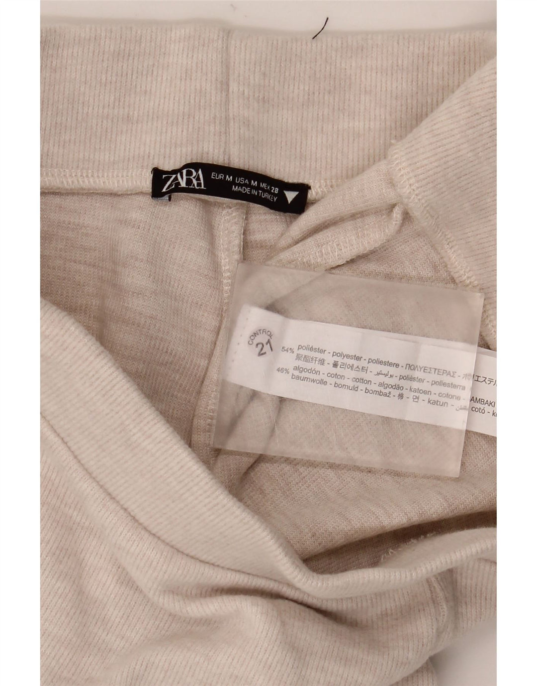 Zara Træningsdragtsbukser til kvinder UK 12 Medium Beige Flecked Polyester