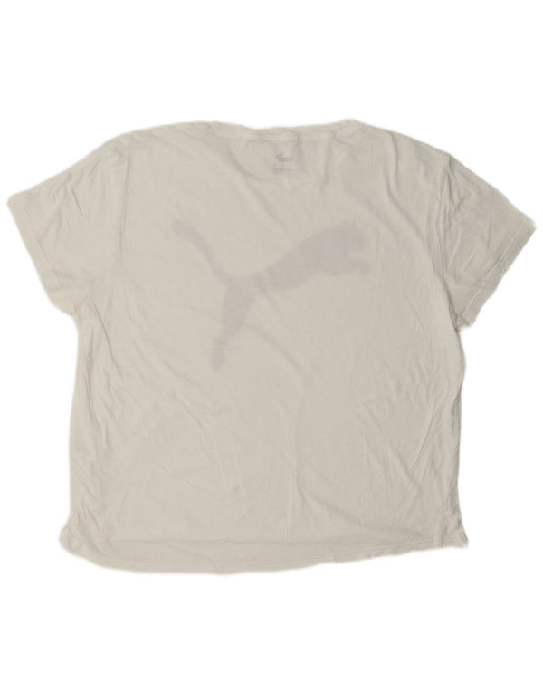 Puma Grafisk T-Shirt Top UK 18 XL Hvid Bomuld