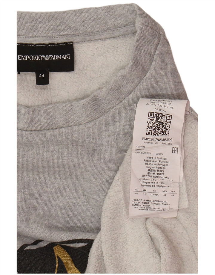 Emporio Armani Dame Crop Sweatshirt Jumper IT 44 Medium Grey Flecked