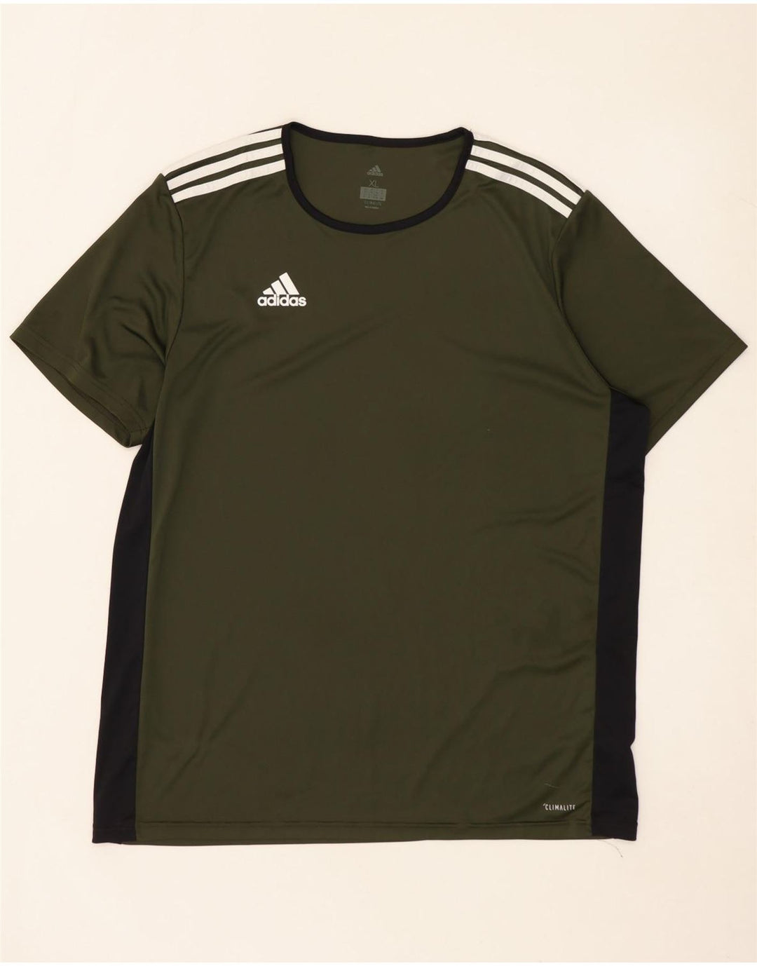 Adidas Herre Climalite T-Shirt Top XL Khaki Colourblock Polyester