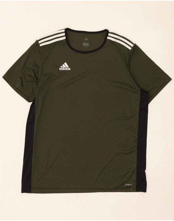 Adidas Herre Climalite T-Shirt Top XL Khaki Colourblock Polyester