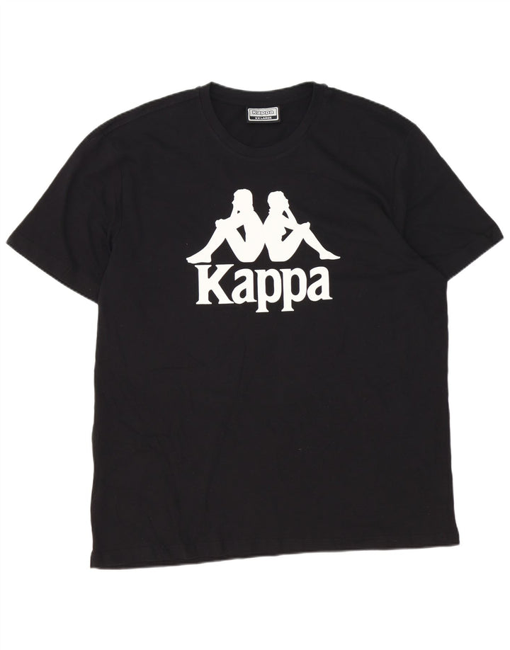 KAPPA Herre grafisk T-shirt top 2XL sort bomuld