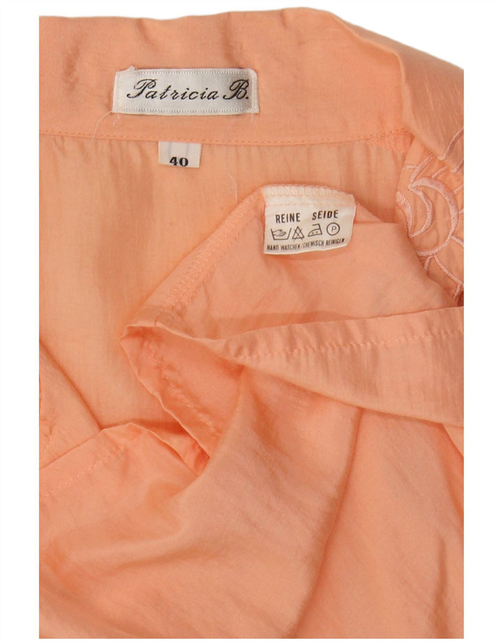 PATRICIA Womens Short Sleeve Shirt Blouse EU 40 Medium Orange Silk