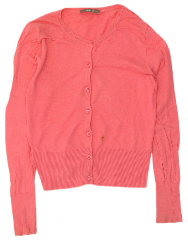 Oasis Dame Cardigan Sweater UK 10 Small Pink Bomuld