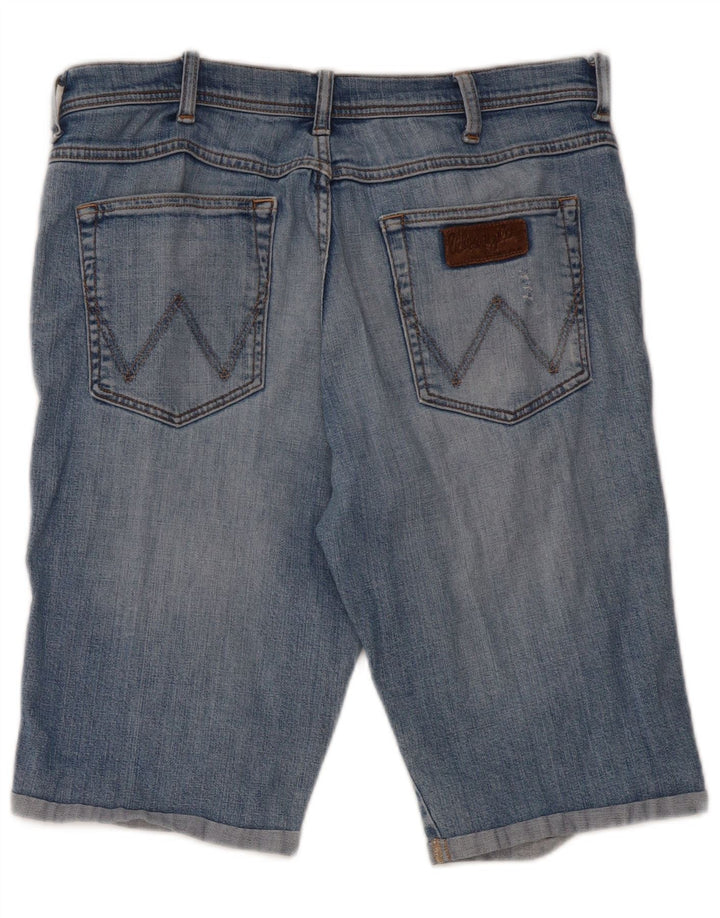 Wrangler Herre Distressed Denim Shorts W34 Large Blue Cotton