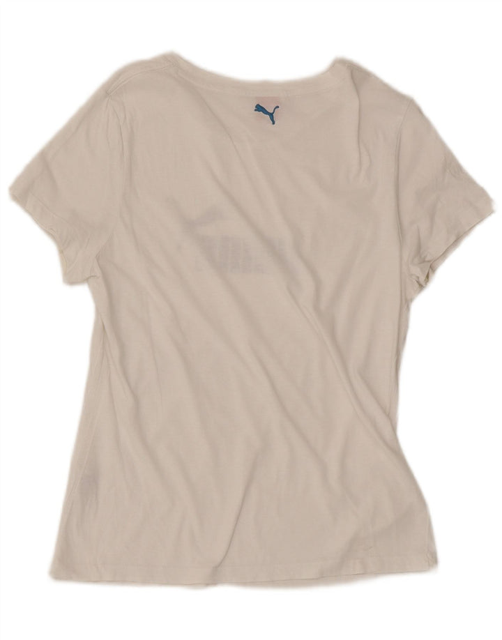 Puma Grafisk T-Shirt Top til kvinder DK 14 Stor Hvid