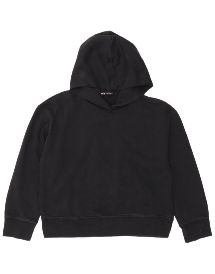 Zara Dame Oversized Hoodie Jumper UK 14 Medium Sort Bomuld