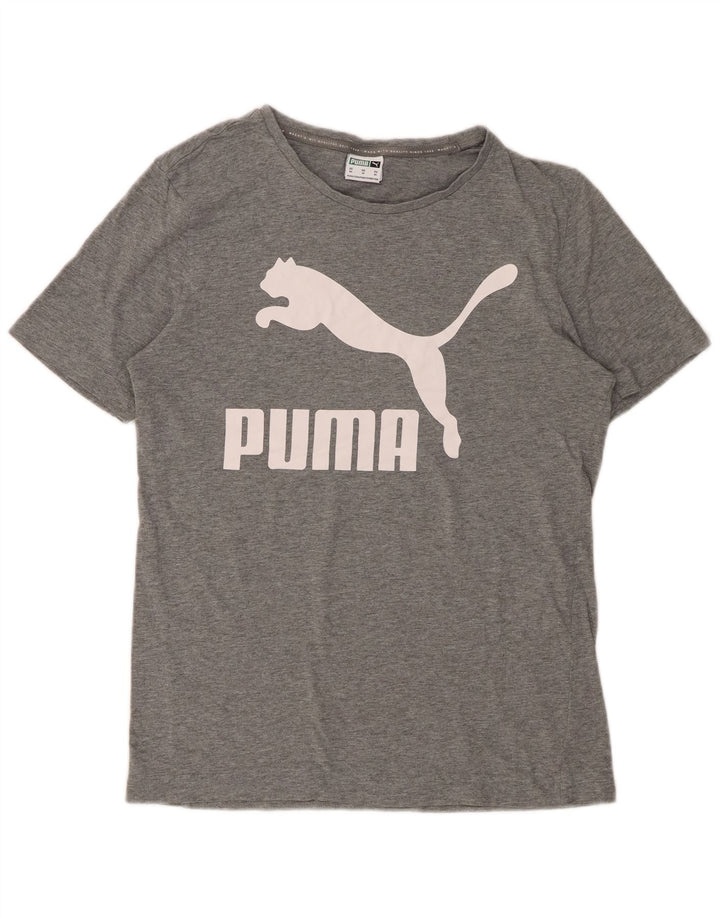 PUMA Grafisk T-shirt til mænd XS Grå Flecked