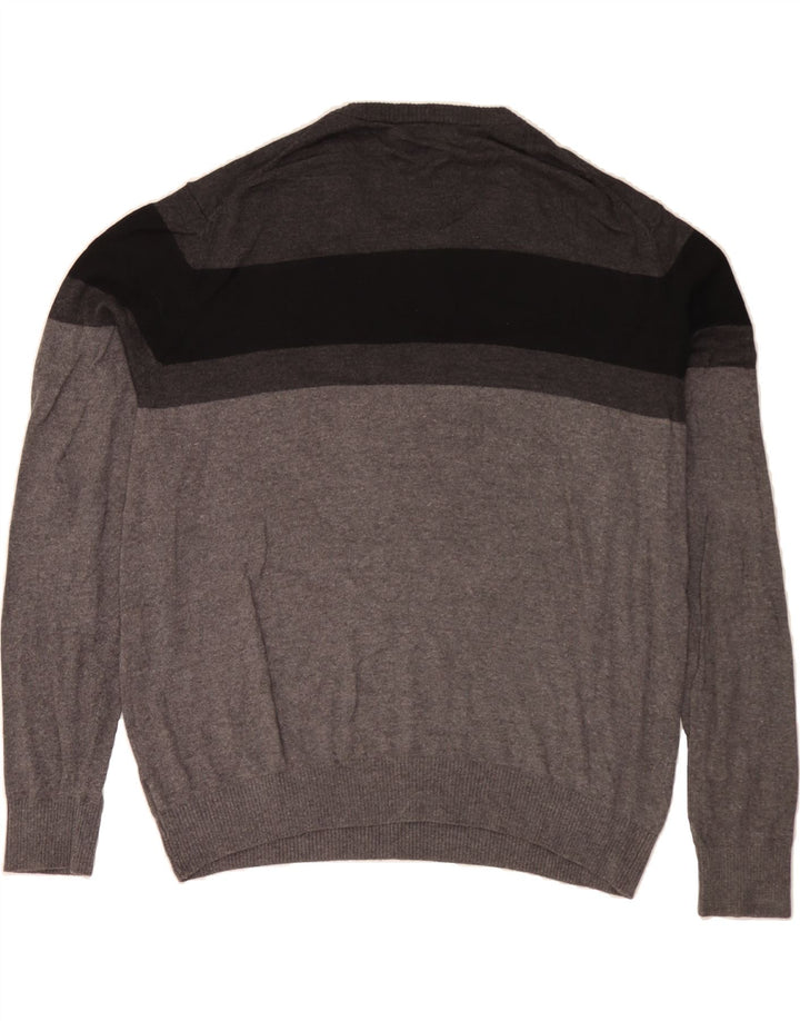 IZOD Mens Crew Neck Jumper Sweater XL Grey Colourblock Cotton Vintage Izod and Second-Hand Izod from Messina Hembry 