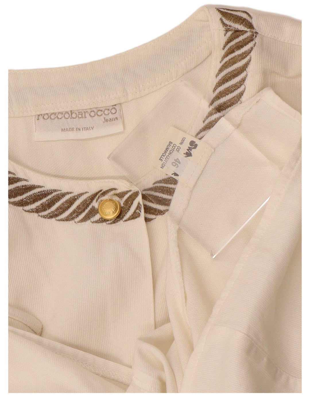 ROCCOBAROCCO Dameskjortebluse IT 46 Stor hvidstribet bomuld