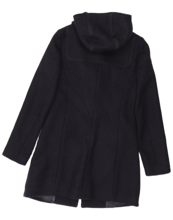 Benetton Dame Hooded Duffle Coat IT 38 XS Navy Blue Wool